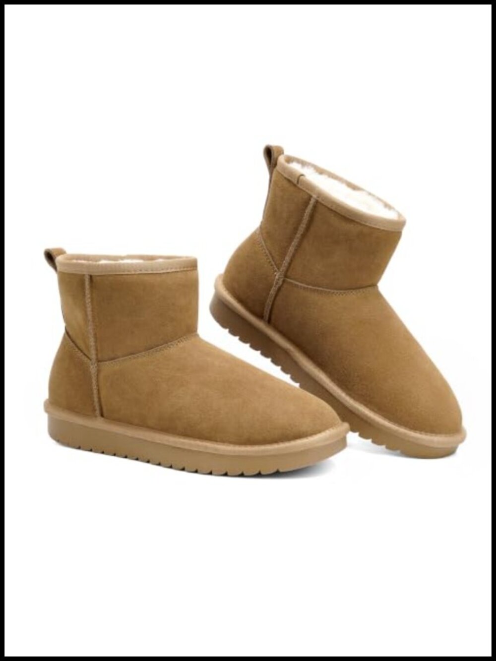 Genuine Suede Leather Ankle Mini Boots Faux Fur Lined Non-Slip Winter Booties